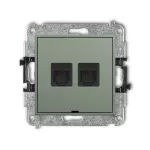 MINI Mechanizm gniazda telefonicznego podwójnego 2xRJ11, 4-stykowy, beznarzędziowe, bez pola opisowego szałwiowy
