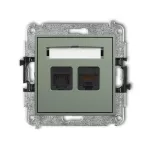 MINI Mechanizm gniazda telefonicznego pojedynczego 1xRJ11 + komputerowego pojedynczego 1xRJ45, kat. 5e, 8-stykowy, beznarzędziowe szałwiowy