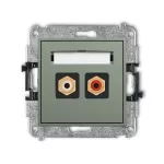 MINI Mechanizm gniazda podwójnego RCA (typu cinch - biały i czerwony, pozłacany) szałwiowy