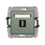 MINI Mechanizm gniazda pojedynczego USB A-A 2.0 szałwiowy