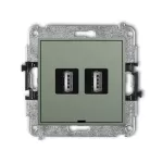 MINI Mechanizm gniazda podwójnego 2xUSB A-A 2.0, bez pola opisowego szałwiowy