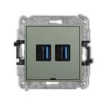 MINI Mechanizm gniazda podwójnego 2xUSB A-A 3.0, bez pola opisowego szałwiowy