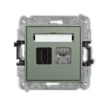 ICON Mechanizm gniazda pojedynczego HDMI 2.0, 4K + gniazda komp. poj. 1xRJ45, kat. 6, ekranowany, 8-stykowy szałwiowy