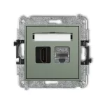ICON Mechanizm gniazda pojedynczego HDMI 2.1, 8K + gniazda komp. poj. 1xRJ45, kat. 8, ekranowany, 8-stykowy szałwiowy
