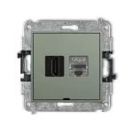 ICON Mechanizm gniazda pojedynczego HDMI 2.1, 8K + gniazda komp. poj. 1xRJ45, kat. 8, ekranowany, 8-stykowy, bez pola opisowego szałwiowy