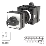 T3-3-8901/Z Przełącznik Zał.-Wył., 3 bieg. + N + 1 NO + 1 NC, 32 A, 90 °, montaż rozłączny, pokrętło czarne bez możliwości blokady