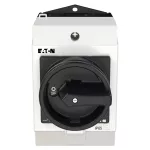 T0-3-15680/I1/SVB-SW Rozłącznik główny, 3 bieg. + N + 1 NO + 1 NC, 20 A, funkcja awaryjnego zatrzymania, 90 °, blok. na kłódkę w pozycji Wył., w obudowie IP65, pokrętło czarne z blokadą na kłódkę