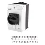 T3-4-8344/I2/SVB-SW Przełącznik Zał.-Wył., 8-bieg., 32 A, 90 °, w obudowie IP65, pokrętło czarne z blokadą na kłódkę