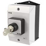 T0-1-102/I1/S Przełącznik Zał.-Wył., 2 bieg., 20 A, napęd kluczykowy S-T0, tabliczka 0-1, 90 °, bez samopowrotu, P, w obudowie IP65, mechanizm blokady przekręcenia kluczyka S-T0