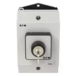 T0-1-102/I1/S Przełącznik Zał.-Wył., 2 bieg., 20 A, napęd kluczykowy S-T0, tabliczka 0-1, 90 °, bez samopowrotu, P, w obudowie IP65, mechanizm blokady przekręcenia kluczyka S-T0