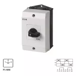 T3-2-8211/I2 Przełącznik zasilania, Styki: 4, 32 A, tabliczka: 1-0-2, 60 °, bez samopowrotu, w obudowie IP65, pokrętło czarne bez możliwości blokady