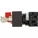 T0-2-1/E/SVA(S)-RT Rozłączniki panikowe, 3 bieg., 20 A, zamek cylindryczny SVA, tabliczka 0-1, 90 °, bez samopowrotu, P, montaż natablicowy, pokrętło czerwono-żółte z zamkiem cylindrycznym
