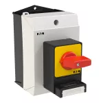 T0-2-1/I1/SVC(S)-RT Rozłączniki panikowe, 3 bieg., 20 A, z zamknięciem na kłódkę SVC, tabliczka 0-1, 90 °, bez samopowrotu, P, w obudowie IP65, pokrętło czerwono-żółte z zamknięciem na kłódkę