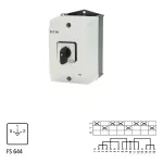 T3-4-8440/I2 Przełącznik liczby biegunów, Styki: 8, 32 A, układ Dahlandera, 2 prędkości, tabliczka: 0-1-2, 60 °, bez samopowrotu, w obudowie IP65, pokrętło czarne bez możliwości blokady