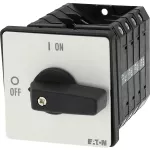 T5-4-15682/E Przełącznik Zał.-Wył., 6 bieg. + 1 NO + 1 NC, 100 A, 90 °, montaż natablicowy, pokrętło czarne bez możliwości blokady