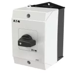 T0-3-8216/I1 Przełącznik zasilania, Styki: 6, 20 A, tabliczka: 201, 45 °, z samopowrotem, w obudowie IP65, pokrętło czarne bez możliwości blokady