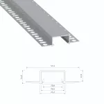 PROFIL LED PODTYNKOWY HIRO, G-K, 100cm, ALUMINIOWY, SREBRNY ANODOWANY