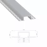 PROFIL LED PODTYNKOWY HIRO, G-K, 202cm, ALUMINIOWY