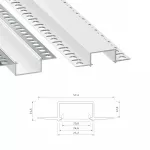 PROFIL LED PODTYNKOWY HIRO, G-K, 300cm, ALUMINIOWY, BIAŁY LAKIEROWANY