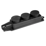 Gniazdo przenośne potrójne elastomerowe - listwa URSUS 16A 2P+Z 230V IP44 czarne