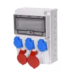 Rozdzielnica stacjonarna JASTARNIA IP44 11M 2*32A 5P, 3*GW IP44 bez zabezpieczeń