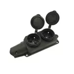 Gniazdo przenośne podwójne elastomerowe - listwa 16A 2P+Z 230V IP44 z bolcem czarne URSUS