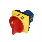 Łącznik krzywkowy tablicowy 25A 0-1 3P+Na 64*64 mm żółto-czerwony