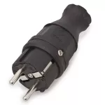 Wtyczka elastomerowa 16A 2P+Z 230V IP44 L=105 mm Uni-Schuko czarna