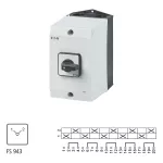 T3-5-8369/I2 Przełącznik zasilania, Styki: 10, 32 A, tabliczka: 1-2, 90 °, bez samopowrotu, w obudowie IP65, pokrętło czarne bez możliwości blokady