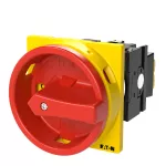 T0-2-8900/EA/SVB Przełącznik Zał.-Wył., 3 bieg. + N, 20 A, 90 °, montaż natablicowy, pokrętło czerwono-żółte z blokadą na kłódkę