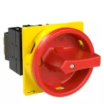 T0-2-8900/EA/SVB Przełącznik Zał.-Wył., 3 bieg. + N, 20 A, 90 °, montaż natablicowy, pokrętło czerwono-żółte z blokadą na kłódkę