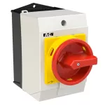 T0-3-8342/I1/SVB Przełącznik Zał.-Wył., 6 bieg., 20 A, 90 °, w obudowie IP65, pokrętło czerwono-żółte z blokadą na kłódkę