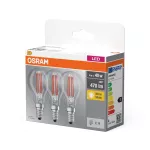 Lampa LED BASE Classic P40 4W/827 230V Filament szkło przezroczyste E14 FS3 OSRAM