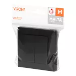 Łącznik p/t świecznikowy z podświeleniem Malta, 10A, 250V, WP-2M/S, czarny mat