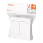 Łącznik p/t świecznikowy z podświeleniem Malta, 10A, 250V, WP-2M/S, biały