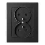 Gniazdo podwójne p/t 2x2P+Z Malta, 16A, 250V, PT-6M, czarny mat