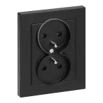 Gniazdo podwójne p/t 2x2P+Z Malta, 16A, 250V, PT-6M, czarny mat