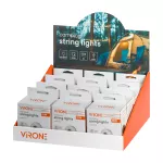 Lampka kempingowa z girlandą, 80/200lm, 2000mAh, 3000K, 8m