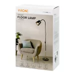 GRACE 1P, lampa podłogowa, E27, max. 18W, 160 cm, czarna