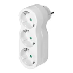 Rozgałęźnik 3x2P+Z "bałwanek" z wtyczką górną, Schuko, biały