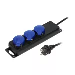 Przedłużacz warsztatowy bryzgoszczelny IP44, 3 gniazda 2P+Z schuko, przewód gumowy, H05RR-F 3x1,5mm², długość 5m