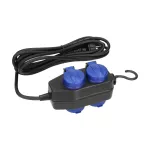 Przedłużacz warsztatowy bryzgoszczelny IP44, 4 gniazda (2+2) 2P+Z IP44, schuko, przewód gumowy, H05RR-F 3x1,5mm², 10m