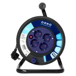 Przedłużacz bębnowy, 4 gniazda 2P+Z, Schuko, kabel PVC H05VV-F 3x1,5mm², długość 25m, termik, przesłony torów prądowych