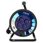 Przedłużacz bębnowy, 4 gniazda 2P+Z, kabel PVC H05VV-F 3x1,5mm², długość 25m, termik, przesłony torów prądowych