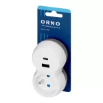 Rozgałęźnik 2P+Z, USB-A+C, biało-szary