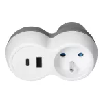 Rozgałęźnik 2P+Z, USB-A+C, biało-szary