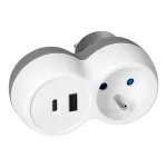 Rozgałęźnik 2P+Z, USB-A+C, biało-szary