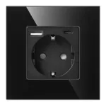 Gniazdo pojedyncze 2P+Z, Schuko, USB-A + USB-C, wyjście 5VDC max. 3A, czarny