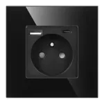 Gniazdo pojedyncze 2P+Z, USB-A + USB-C, PD, max. 20W, czarny