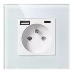 Gniazdo pojedyncze 2P+Z, USB-A + USB-C, PD, max. 20W, biały